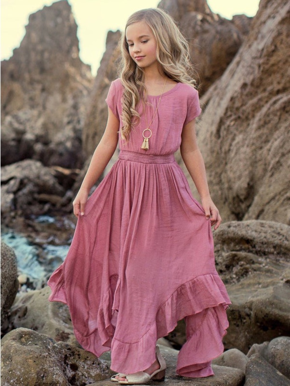 Joyfolie Girls' Briley Dress in Dusty Rose Size 3 Mia Joy Dress